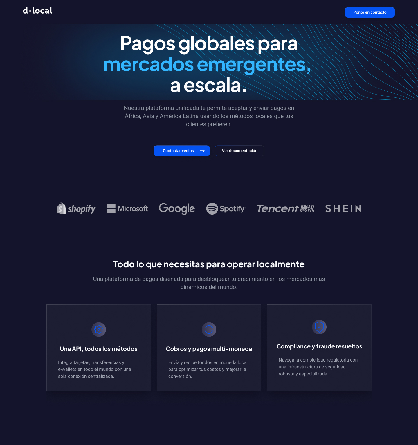 dLocal — Homepage Product Experience